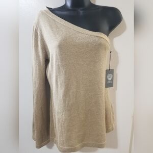 Vince Camuto Gold Shimmer Off Shoulder Knit Top Small